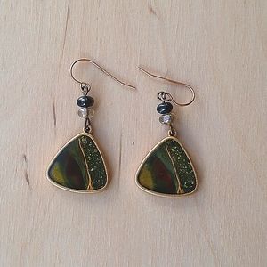 Chicos earrings, Green and gold